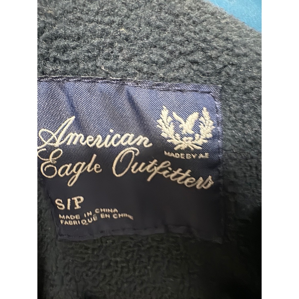 Vintage Y2K American Eagle Teal Puffer Vest Cozy Fleece Lined Warm Winter Layer - Picture 5 of 6